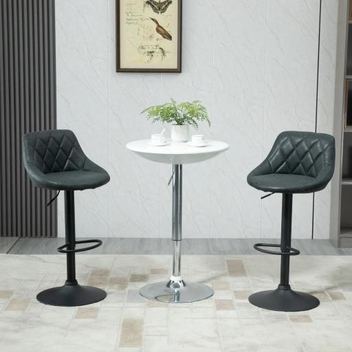 Conjunto de 2 Taburetes de Bar Giratorios con Altura Regulable Sillas Altas Modernas de Comedor con Base Redonda y Reposapiés 46x48x83-104 cm Negro