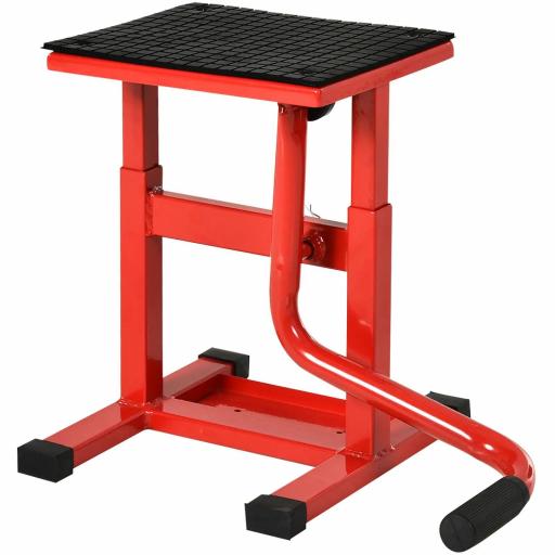 Elevador para Motocicletas con Manivela Altura Ajustable de 27,5/39,5 cm Base Antideslizante Carga 150kg Rojo y Negro [6]