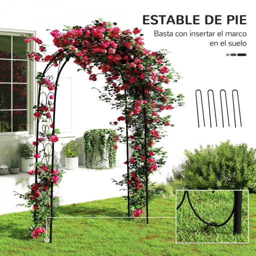 Arco de Jardín de Acero para Rosas y Plantas Trepadoras Arco de Boda para Plantas y Decoraciones 125x37x230 cm Negro [2]