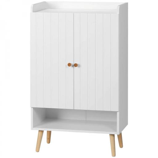 Mueble Zapatero con 2 Puertas Armario de Zapatos para 15 Pares de Zapatos para Pasillo Entrada 60x33x100cm Blanco [9]