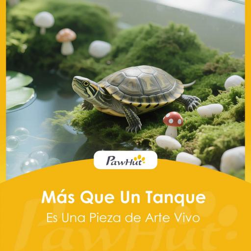 Acuario para Tortugas Terrario de Tortugas con Plataforma Rampa y Vista Panorámica 360° 60x35x28 cm Blanco [7]