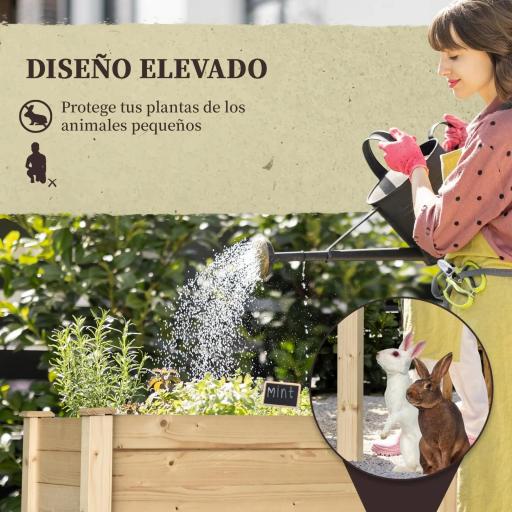 Huerto Urbano Elevado de Madera 86x46x76 cm con Tela no Tejida para Cultivos Plantas Flores Natural [3]