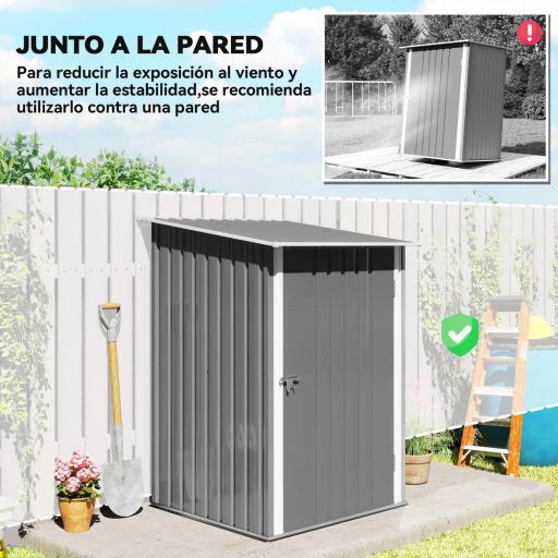 Caseta de Jardín Metálica 0,92 m² 100x103x160 cm con 1 Puerta y Cerradura para Almacenamiento de Herramientas Gris [6]