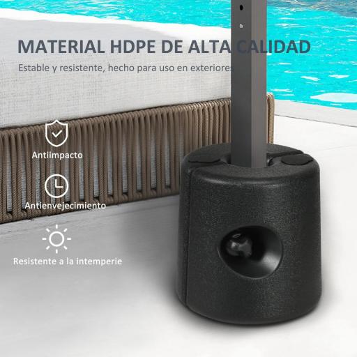 Pack de 4 Pesos para Carpas Plegables Soportes Rellenables con 8,7 kg de Agua o 12 kg de Arena Ø21,5/24x25,5 cm Negro [2]