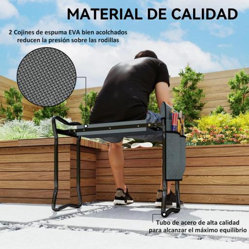 Taburete de Jardín Plegable con Almohadilla de Espuma EVA Asiento de Jardín 2 en 1 con Bolsa para Herramientas [2]