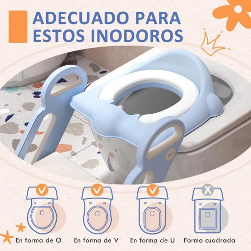 Adaptator WC para Niños con Escalera Plegable Reductor de Aprendizaje para Baño Portátil 67,9x42,8x51,5 cm Azul [4]