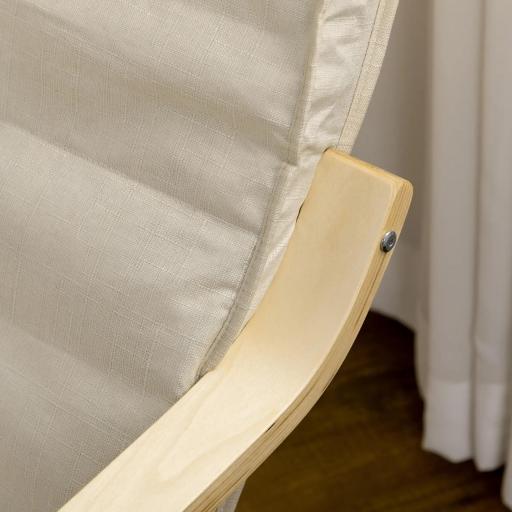 Sillón de Salón con Reposapiés Ajustable Silla Relax Butaca Tapizado en Tela para Oficina Dormitorio 66,5x94x100cm Crema [6]