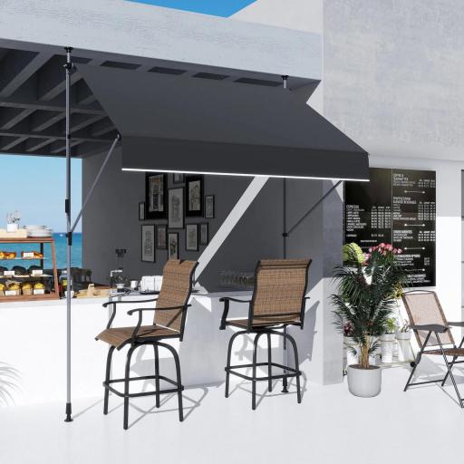 Toldo Manual Retráctil 200x120x210-310 cm para Balcón y Terraza con Altura Ajustable con Manivela Negro [2]