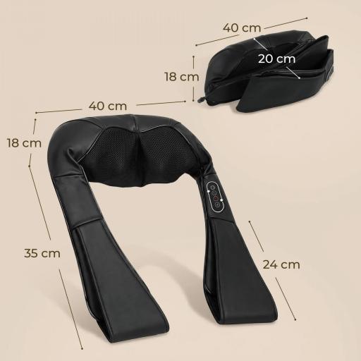 Masajeador Cervical y Espalda con Calor y 8 Nodos Shiatsu 3 Intensidades de Amasamiento 3D Negro [1]
