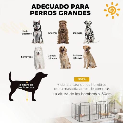 Parque para Perros de 12 Paneles de 100 cm de Altura con Puertas para Interior y Exterior Negro [8]