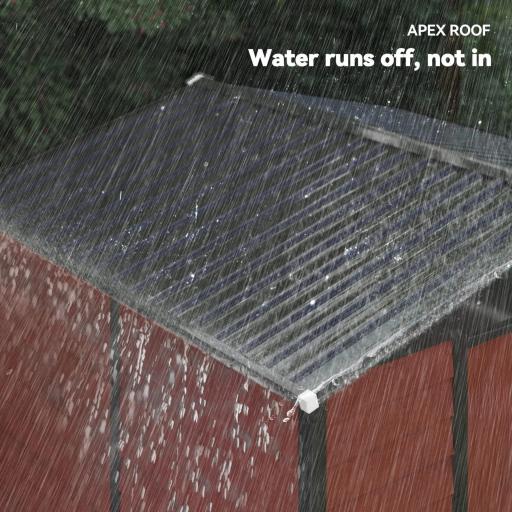 Cobertizo de Jardín Exterior 4,4 m² 240x206x198 cm con Base Puerta Corredera y Cerradura Armario para Jardín Teca [4]