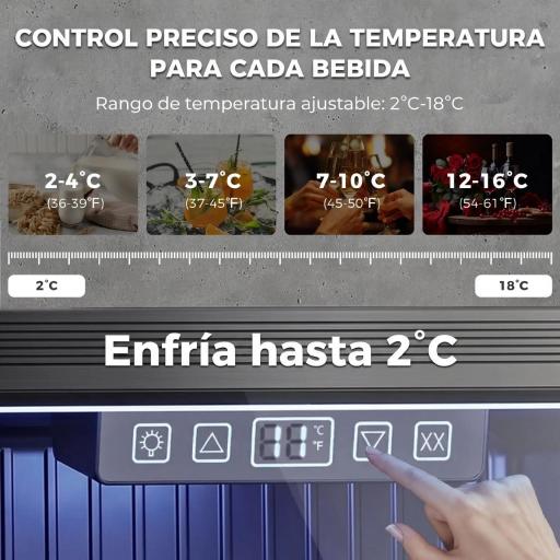 Frigorífico de Bebidas 50 L con Puerta de Vidrio Doble Iluminación LED Estante Ajustable para 48 Latas [4]