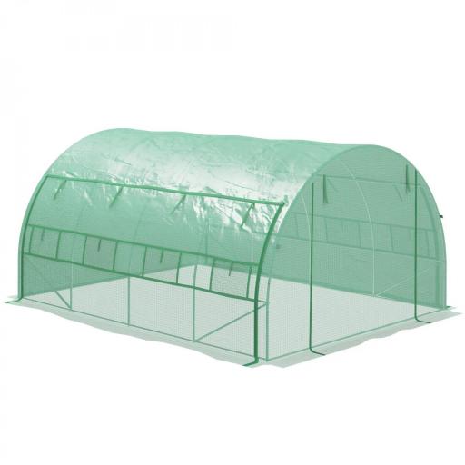 Invernadero de Túnel 4x3x2 m con Puerta y 8 Ventanas de Malla Enrollables Invernadero de Huerto para Patio Jardín Verde [9]