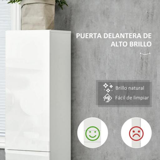 Columna de Baño con 1 Cajón y 5 Estantes Abiertos Mueble Auxiliar de Baño Estilo Moderno 30x28x170 cm Blanco [5]