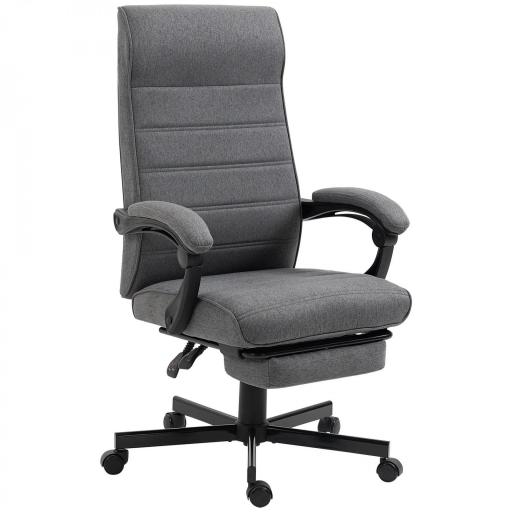Silla de Oficina Reclinable con Altura Ajustable Reposabrazos y Reposapiés Retráctil 68x67x106-114 cm Gris [8]
