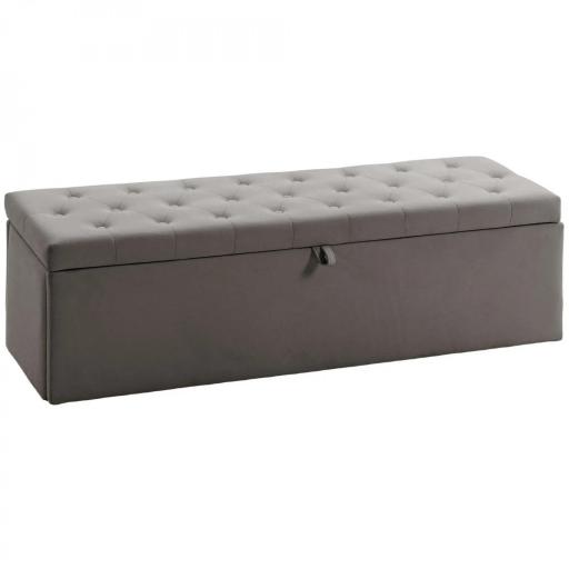 Puff Almacenaje, Banco Almacenaje 141L 137x41x42 cm Tapizado en Terciopelo Baúl de Almacenamiento Carga 240 kg Gris [8]