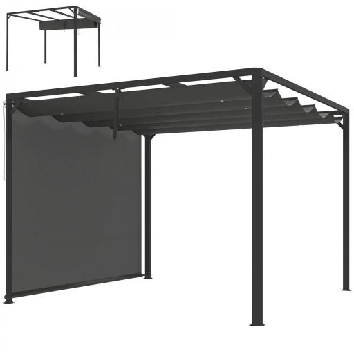 Pérgola de Jardín de Aluminio 3x3 m con Techo Retráctil Lateral Enrollable UPF30+ Cenador de Jardín para Exterior Gris [10]