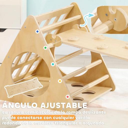 Escalada para Niños de 18-48 Meses 8 en 1 con Rampa Escalera de Arco y Bolsa de Arena 175x59,5x60 cm Natural [3]