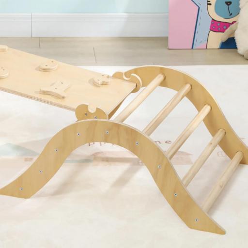 Escalada para Niños de 18-48 Meses 8 en 1 con Rampa Escalera de Arco y Bolsa de Arena 175x59,5x60 cm Natural [5]
