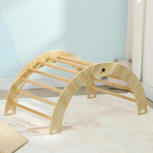 Triángulo de Escalada para Niños de 18-48 Meses con Rampa Escalador de Arco 219x72,5 cm Natural [5]