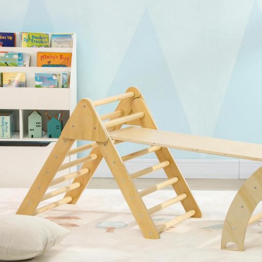 Triángulo de Escalada para Niños de 18-48 Meses con Rampa Escalador de Arco 219x72,5 cm Natural [1]