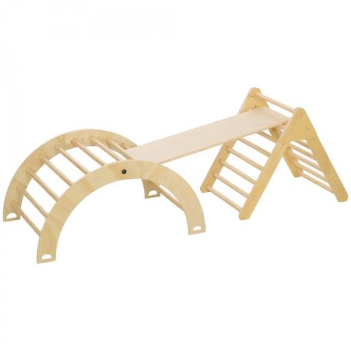 Triángulo de Escalada para Niños de 18-48 Meses con Rampa Escalador de Arco 219x72,5 cm Natural [9]