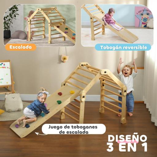 Escalada para Niños de 18-48 Meses 3 en 1 con Rampa para Deslizarse o Escalar 175x70x89 cm Multicolor [9]