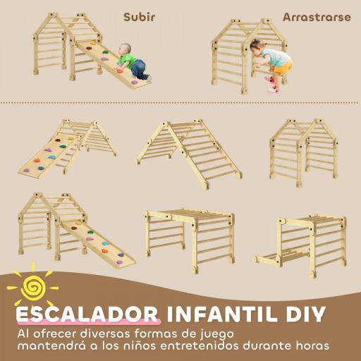 Escalada para Niños de 18-48 Meses 3 en 1 con Rampa para Deslizarse o Escalar 175x70x89 cm Multicolor [5]