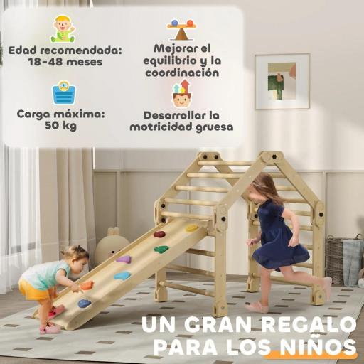 Escalada para Niños de 18-48 Meses 3 en 1 con Rampa para Deslizarse o Escalar 175x70x89 cm Multicolor [3]