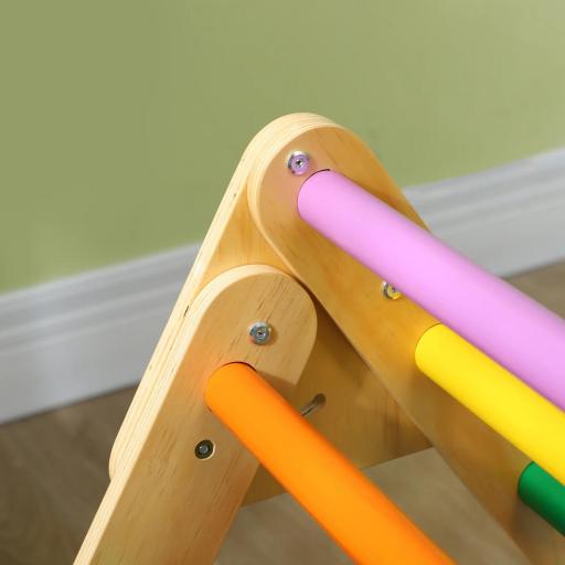 Triángulo de Escalada de Madera 3 en 1 con Rampa para Deslizarse o Escalar 147x64,5x63 cm Multicolor [5]