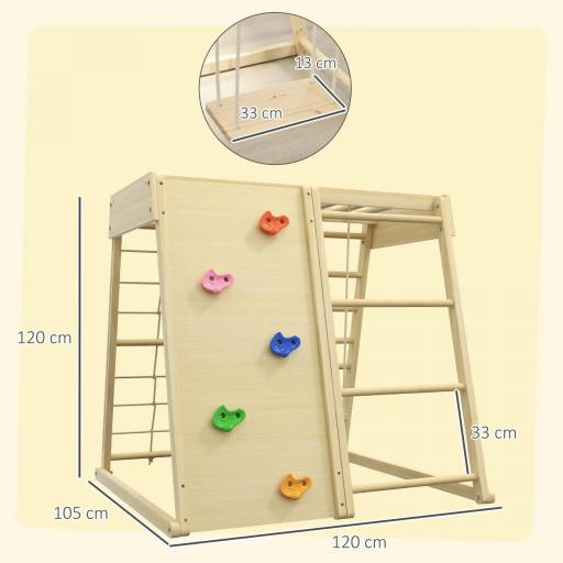 Set de Escalada 5 en 1 con columpio muro de escalada cuerda y trepar en madera barras de mono para niños [1]