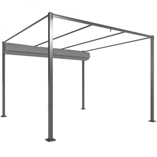 Pérgola con Techo Retráctil Pérgola de 3x3 m con Cierre Magnético Protección UV30+ Pabellón para Jardín Patio Gris [9]