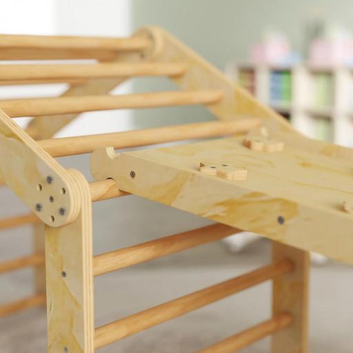 Estructura de escalada interior 9 en 1, rampa, tobogán, escalera, pizarra, para niños pequeños, madera [4]