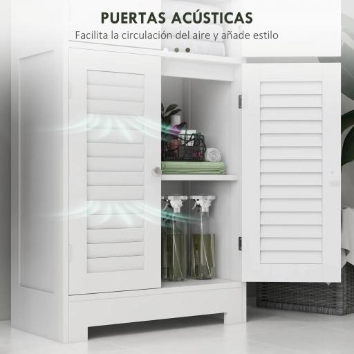 Mueble Auxiliar de Baño con 6 Puertas Estantes Ajustables Antivuelco Armario de Baño Moderno 60x30x170,5 cm Blanco [4]