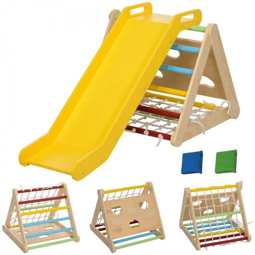 5 en 1 Triángulo de escalada con tobogán para niños circuito de motricidad - red de escalada, bolsas de arena incluidas [2]