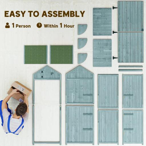 Armario de Jardín de Madera Armario de Almacenamiento Cobertizo de Jardín con Estantes 77x54,2x179 cm Azul y Verde [6]