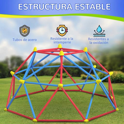 Cúpula de Escalada Juego de Cúpula Geométrica para 3-8 Años con Marco de Metálico Carga 180 kg Ø183x90 cm Rojo y Azul [4]