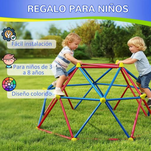 Cúpula de Escalada Juego de Cúpula Geométrica para 3-8 Años con Marco de Metálico Carga 180 kg Ø183x90 cm Rojo y Azul [3]