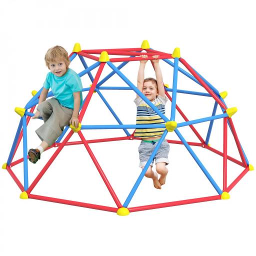 Cúpula de Escalada Juego de Cúpula Geométrica para 3-8 Años con Marco de Metálico Carga 180 kg Ø183x90 cm Rojo y Azul [9]