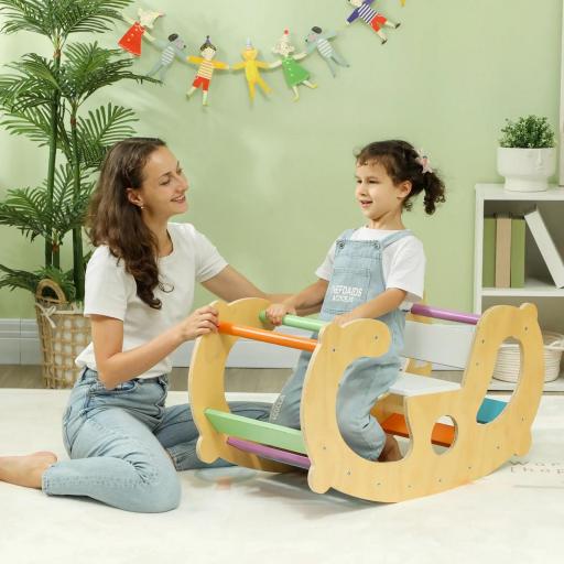  2 en 1 Arco de escalada para niños de 18 a 48 meses, silla mecedora arco iris para niños y niñas, bebés