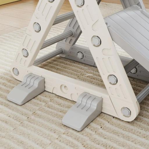 Triángulo de Escalada para Niños de 18-48 Meses con Tobogán y Rampa Escalador 130x80x69 cm Gris y Blanco [3]