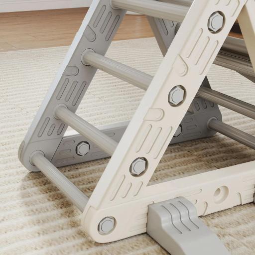 Triángulo de Escalada para Niños de 18-48 Meses con Tobogán y Rampa Escalador 130x80x69 cm Gris y Blanco [5]