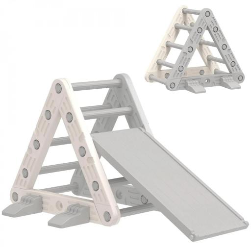 Triángulo de Escalada para Niños de 18-48 Meses con Tobogán y Rampa Escalador 130x80x69 cm Gris y Blanco [9]
