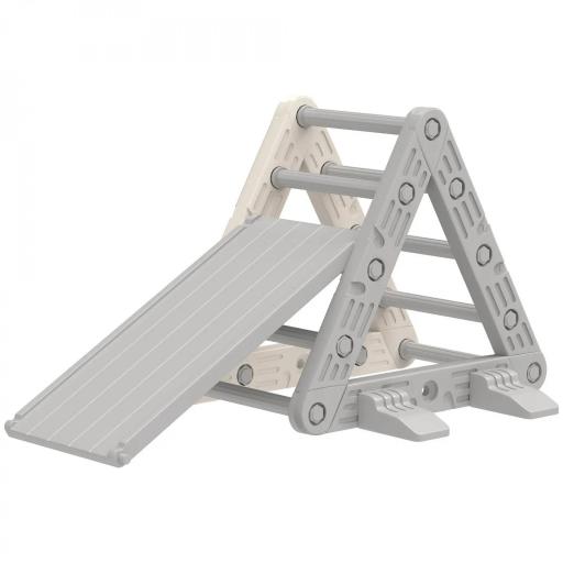 Triángulo de Escalada para Niños de 18-48 Meses con Tobogán y Rampa Escalador 130x80x69 cm Gris y Blanco [4]