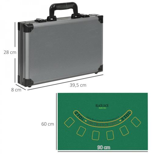 Set de Póker con 400 Fichas 2 Barajas de Cartas Dados Tapete y Botón de Crupier Set de Casino Texas Hold'em con Maletín [2]