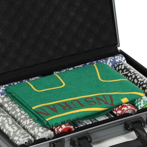 Set de Póker con 400 Fichas 2 Barajas de Cartas Dados Tapete y Botón de Crupier Set de Casino Texas Hold'em con Maletín [3]