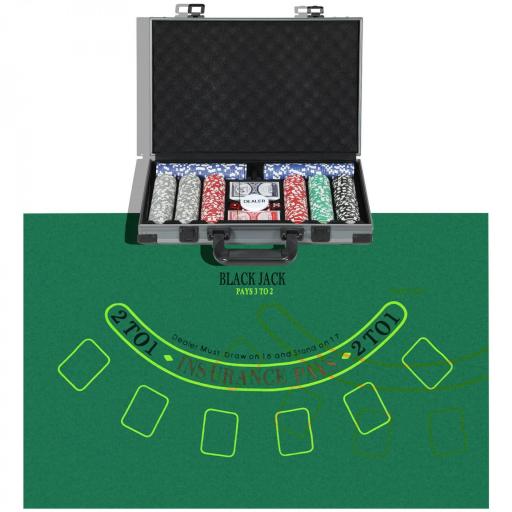 Set de Póker con 400 Fichas 2 Barajas de Cartas Dados Tapete y Botón de Crupier Set de Casino Texas Hold'em con Maletín [4]