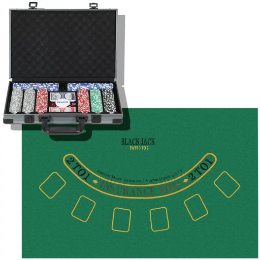 Set de Póker con 400 Fichas 2 Barajas de Cartas Dados Tapete y Botón de Crupier Set de Casino Texas Hold'em con Maletín [5]