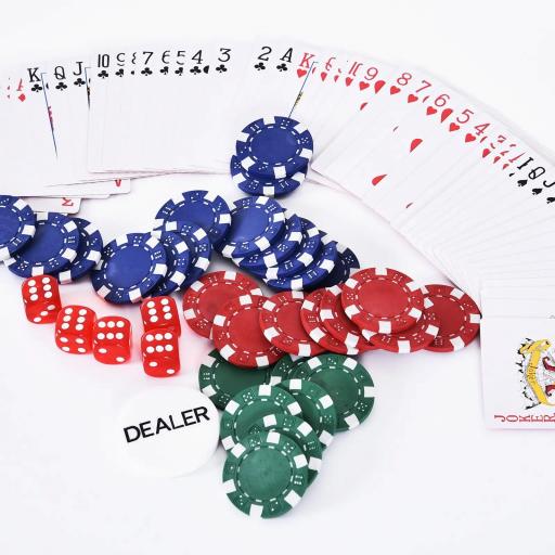Maletín de Poker Profesional de Aluminio con 300 Fichas Juego Set de Poker Casino con 5 Dados 2 Barajas de Cartas y 1 Ficha de Crupier 38x20,5x6,5 cm Multicolor [4]