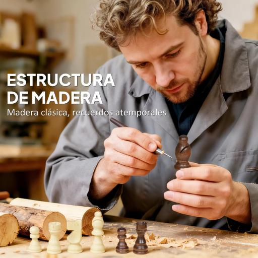 Juego de Ajedrez Internacional y Damas de Madera 2 en 1 Plegable con Piezas de Pino y Ranuras de Almacenamiento Nogal [6]
